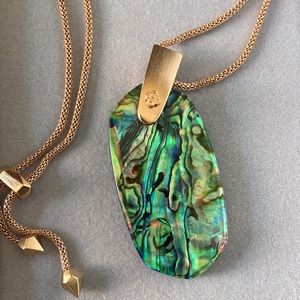 Kendra Scott Abalone Shell Inez Gold Long Pendant Necklace